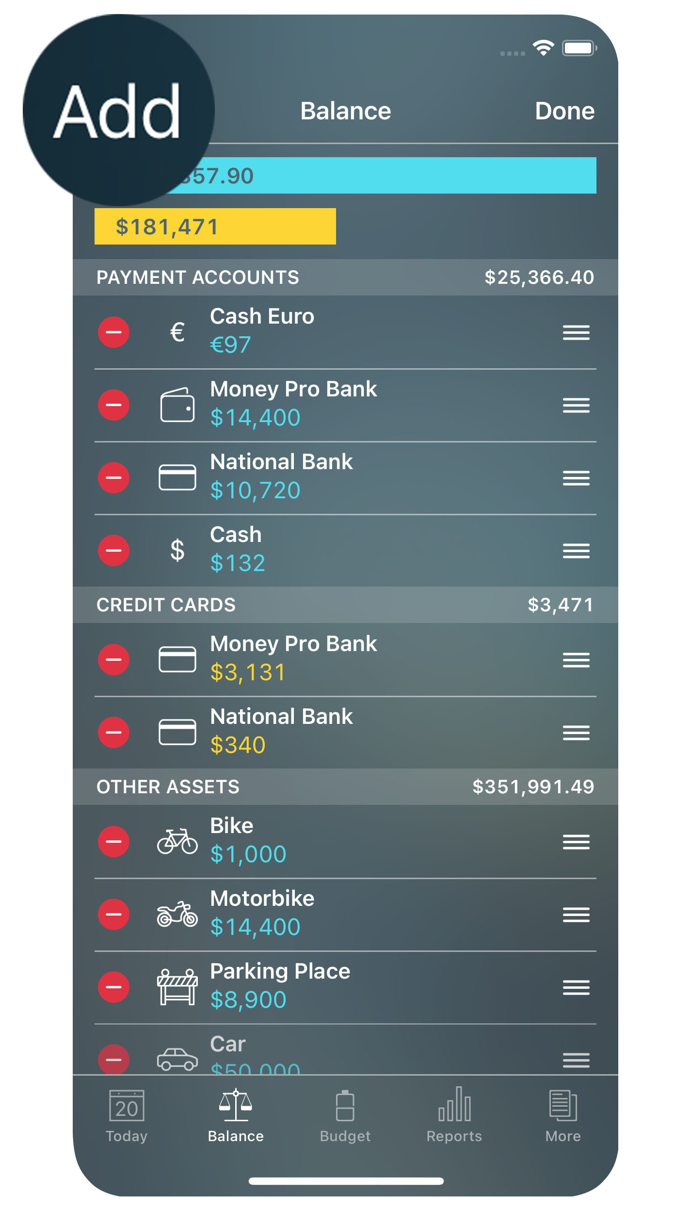Money Pro - Accounts - Add - iPhone