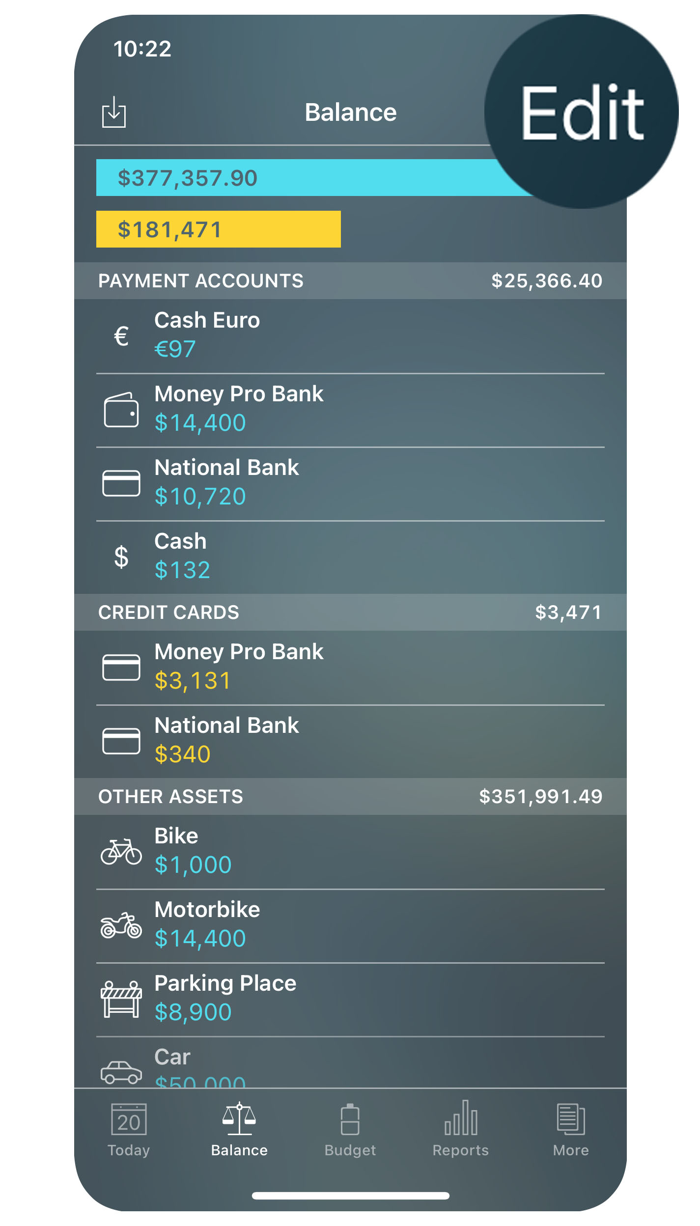 Money Pro - Accounts - Edit - iPhone