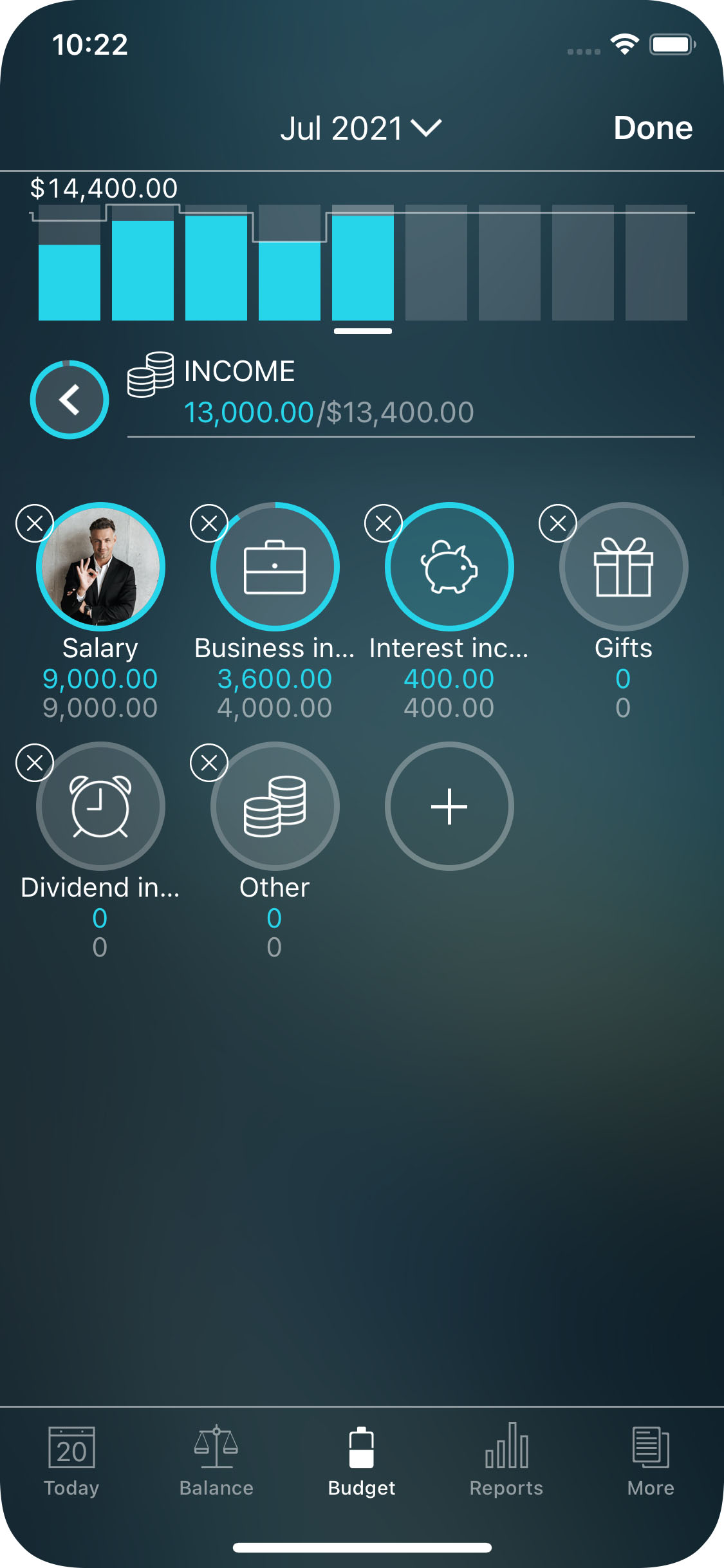 Money Pro - Setting up a budget - iPhone